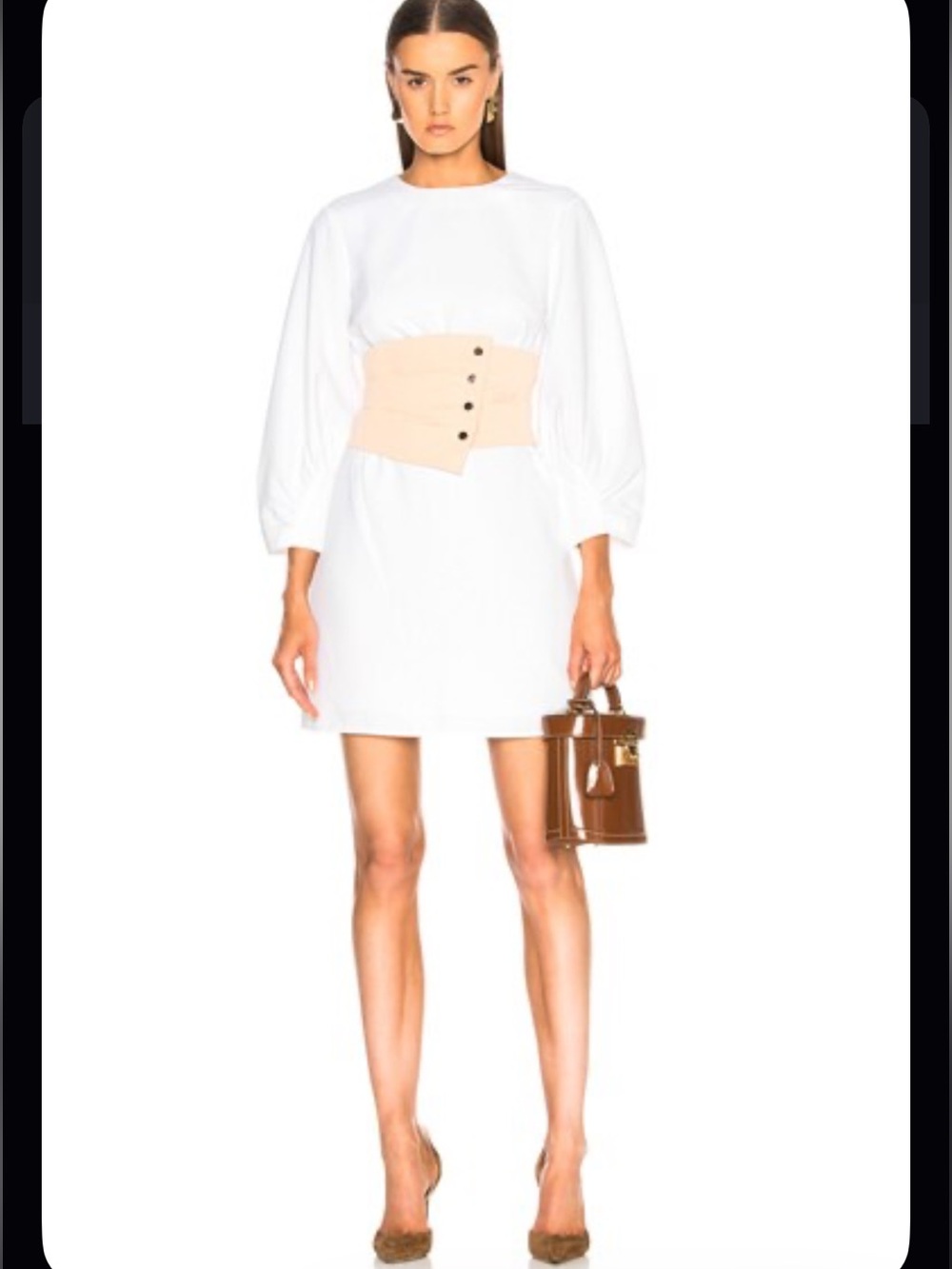 Tibi White Mini Skirt with Nude Removable Corset Belt